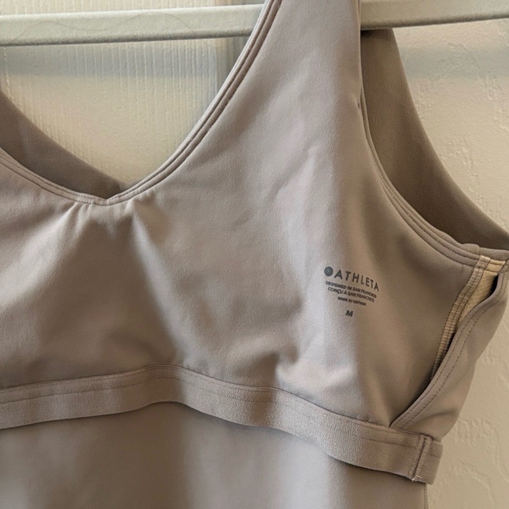Athleta Gray/Taupe Transcend V-Neck Crop Sports Bra D-DD - Picture 5 of 9